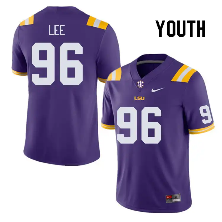 Youth LSU Tigers Jalen Lee #96 Purple NCAA Football Jersey